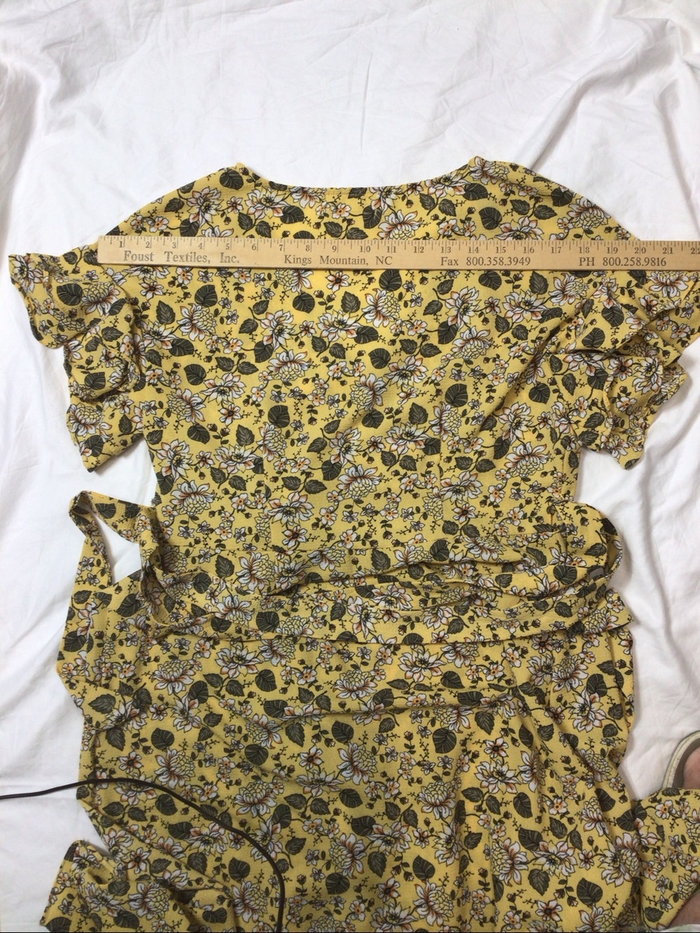 Max Studio Yellow Floral High-Low Flutter Sleeve Full Wrap Dress Sz.M - Picture 11 of 16
